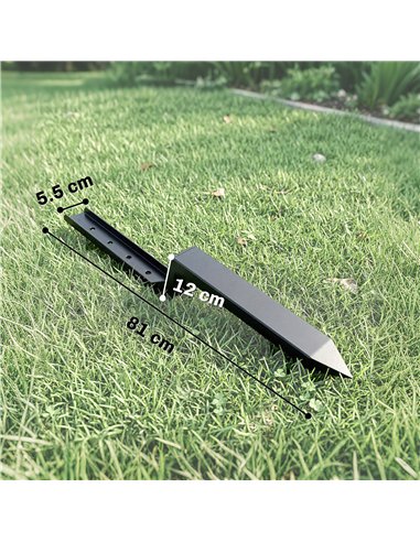 Outsunny 2 Pack Fence Post Repair Kit, 81 cm Metal Fence Post Support with Drill, Garden Ground Spikes for Broken Gate, Posts