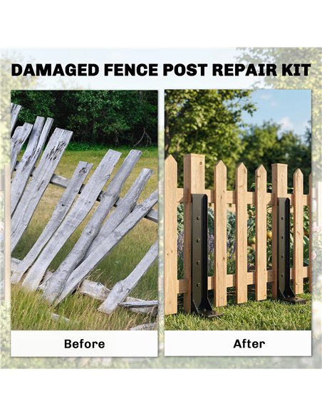 Outsunny 2 Pack Fence Post Repair Kit, 81 cm Metal Fence Post Support with Drill, Garden Ground Spikes for Broken Gate, Posts - pic 205482 | FastDaddyshop