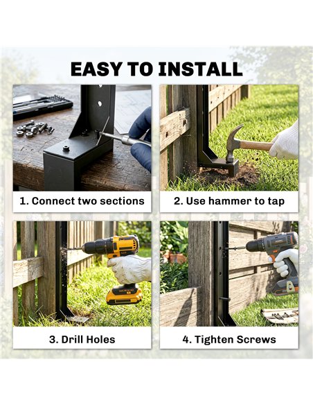 Outsunny 2 Pack Fence Post Repair Kit, 81 cm Metal Fence Post Support with Drill, Garden Ground Spikes for Broken Gate, Posts - pic 205484 | FastDaddyshop
