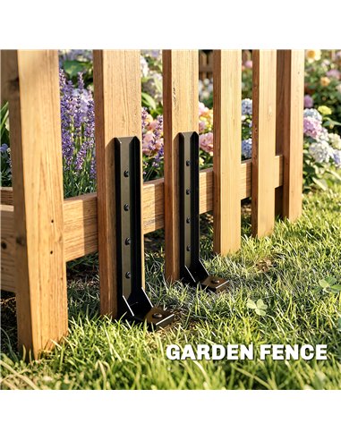 Outsunny 2 Pack Fence Post Repair Kit, 81 cm Metal Fence Post Support with Drill, Garden Ground Spikes for Broken Gate, Posts