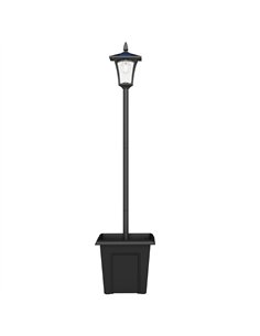 Outsunny Garden Solar Lamp Post Light, Waterproof LED Solar Light Post with Planter, Black