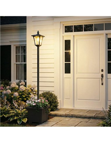 Outsunny Garden Solar Lamp Post Light, Waterproof LED Solar Light Post with Planter, Black