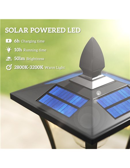 Outsunny Garden Solar Lamp Post Light, Waterproof LED Solar Light Post with Planter, Black - pic 205491 | FastDaddyshop