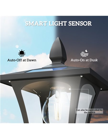 Outsunny Garden Solar Lamp Post Light, Waterproof LED Solar Light Post with Planter, Black - pic 205492 | FastDaddyshop