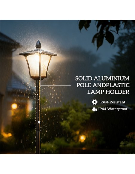 Outsunny Garden Solar Lamp Post Light, Waterproof LED Solar Light Post with Planter, Black - pic 205493 | FastDaddyshop