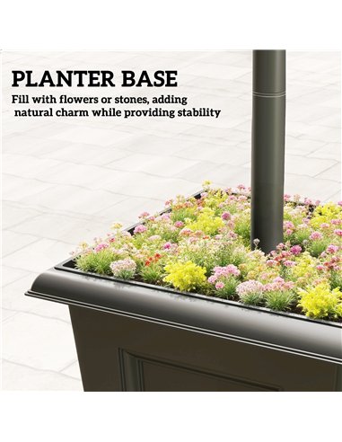 Outsunny Garden Solar Lamp Post Light, Waterproof LED Solar Light Post with Planter, Black