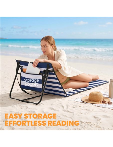 Outsunny Set of 2 Foldable Garden Beach Chair Mat, Outdoor Sun Lounger Seats with Adjustable Back, Magazine Pocket, Carry Strap - pic 205503 | FastDaddyshop