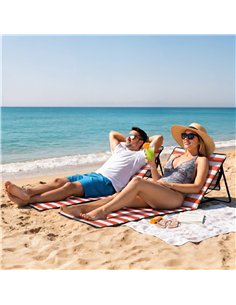 Outsunny Set of 2 Foldable Garden Beach Chair Mat, Outdoor Sun Lounger Seats with Adjustable Back, Magazine Pocket, Carry Strap 2