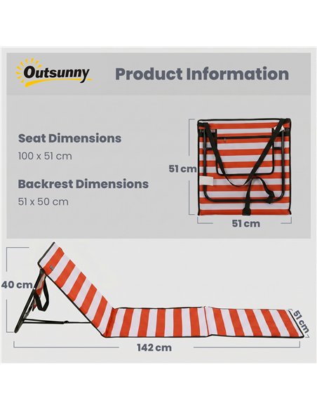 Outsunny Set of 2 Foldable Garden Beach Chair Mat, Outdoor Sun Lounger Seats with Adjustable Back, Magazine Pocket, Carry Strap - pic 205508 | FastDaddyshop