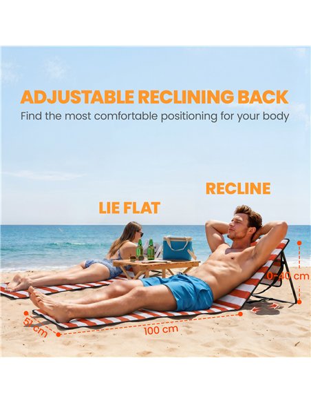 Outsunny Set of 2 Foldable Garden Beach Chair Mat, Outdoor Sun Lounger Seats with Adjustable Back, Magazine Pocket, Carry Strap - pic 205510 | FastDaddyshop