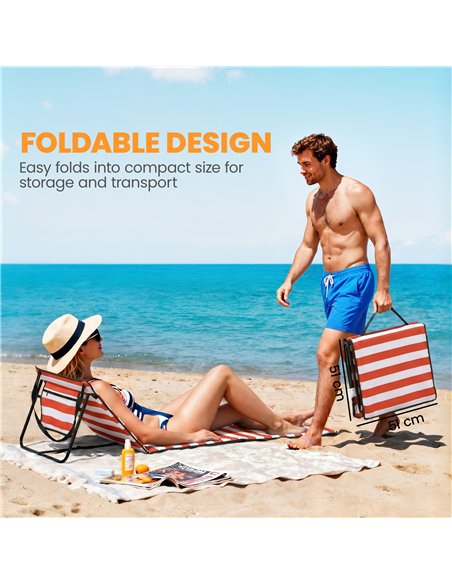 Outsunny Set of 2 Foldable Garden Beach Chair Mat, Outdoor Sun Lounger Seats with Adjustable Back, Magazine Pocket, Carry Strap - pic 205511 | FastDaddyshop