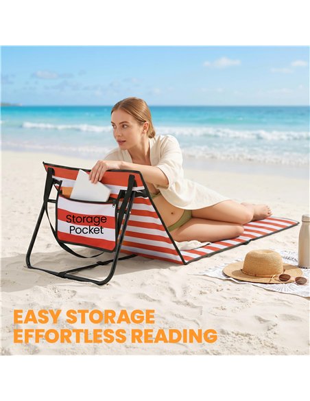 Outsunny Set of 2 Foldable Garden Beach Chair Mat, Outdoor Sun Lounger Seats with Adjustable Back, Magazine Pocket, Carry Strap - pic 205512 | FastDaddyshop