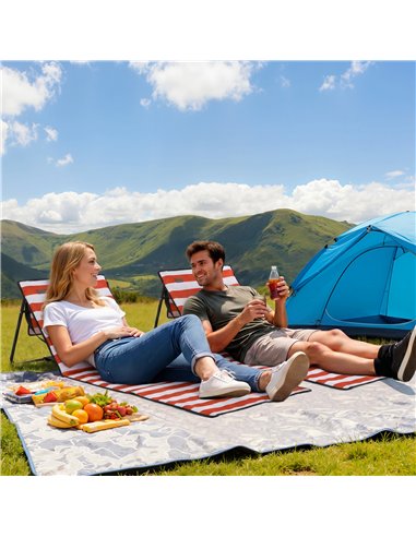 Outsunny Set of 2 Foldable Garden Beach Chair Mat, Outdoor Sun Lounger Seats with Adjustable Back, Magazine Pocket, Carry Strap