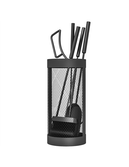 Outsunny 5-Piece Fireplace Tools Set with Mesh Basket, Indoor Outdoor Fireside Accessories for Fireplaces, Fire Pits, Black - pic 205524 | FastDaddyshop