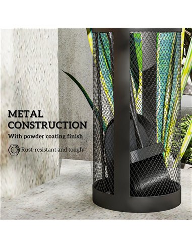 Outsunny 5-Piece Fireplace Tools Set with Mesh Basket, Indoor Outdoor Fireside Accessories for Fireplaces, Fire Pits, Black