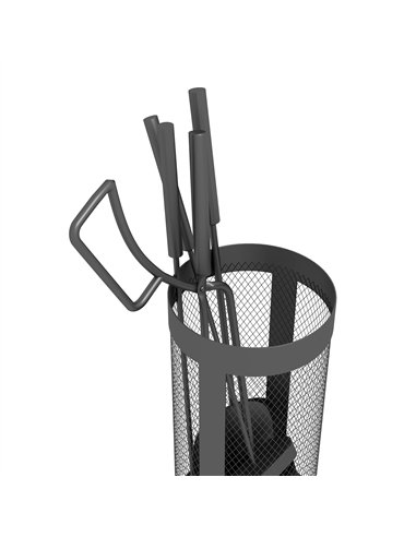 Outsunny 5-Piece Fireplace Tools Set with Mesh Basket, Indoor Outdoor Fireside Accessories for Fireplaces, Fire Pits, Black