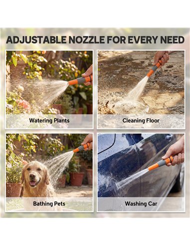 Outsunny Portable Garden Hose Reel, 20+2 m Wall Mounted Hose Reel with 2 Patterns Spray Nozzle and Crank Handle, Orange