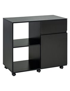 HOMCOM Filing Cabinet, Printer Stand with Open Storage Shelves, Black