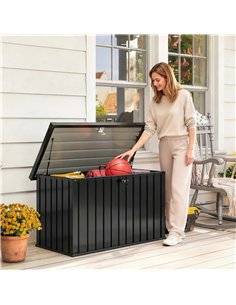 Outsunny 400L Galvanised Steel Garden Storage Box, Black 2