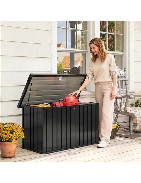 Outsunny 400L Galvanised Steel Garden Storage Box, Black - pic 205552 | FastDaddyshop