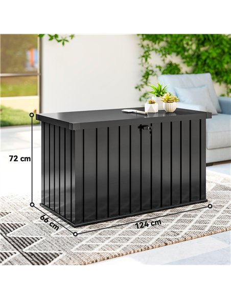 Outsunny 400L Galvanised Steel Garden Storage Box, Black - pic 205553 | FastDaddyshop