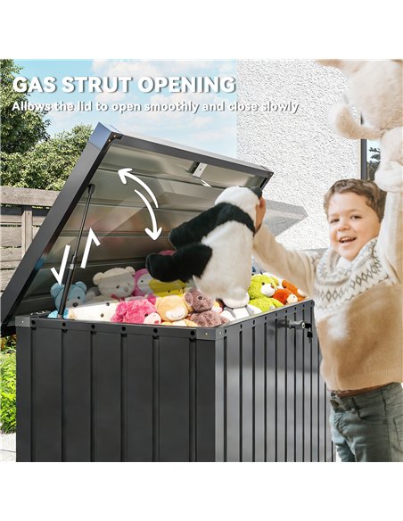 Outsunny 400L Galvanised Steel Garden Storage Box, Black - pic 205555 | FastDaddyshop