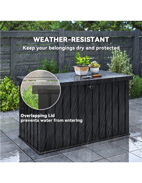 Outsunny 400L Galvanised Steel Garden Storage Box, Black - pic 205556 | FastDaddyshop