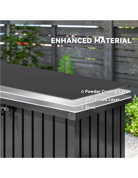 Outsunny 400L Galvanised Steel Garden Storage Box, Black - pic 205557 | FastDaddyshop