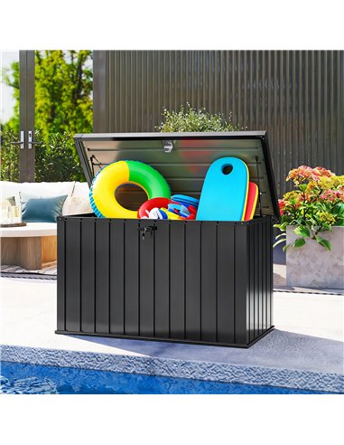 Outsunny 400L Galvanised Steel Garden Storage Box, Black