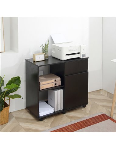 HOMCOM Filing Cabinet, Printer Stand with Open Storage Shelves, Black