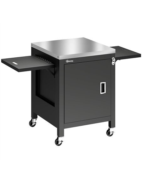 Outsunny Outdoor Grill Cart with Stainless Steel Tabletop, BBQ Table with a Cabinet, Towel Holder, Bottle Opener, Black - pic 205560 | FastDaddyshop