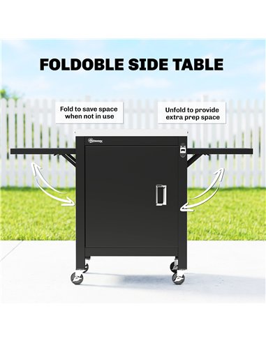 Outsunny Outdoor Grill Cart with Stainless Steel Tabletop, BBQ Table with a Cabinet, Towel Holder, Bottle Opener, Black