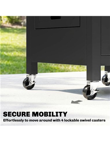 Outsunny Outdoor Grill Cart with Stainless Steel Tabletop, BBQ Table with a Cabinet, Towel Holder, Bottle Opener, Black
