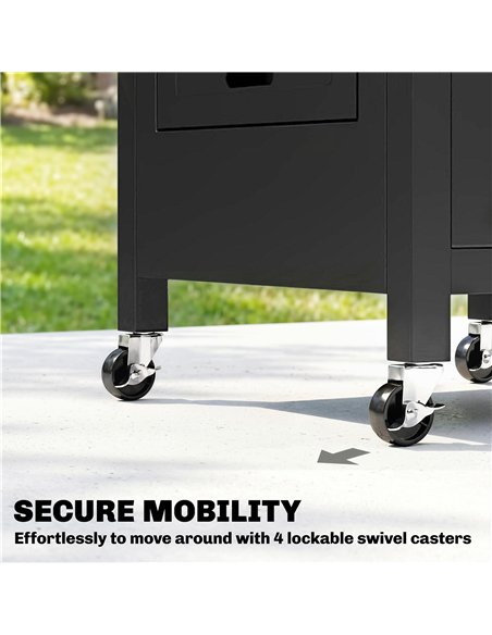 Outsunny Outdoor Grill Cart with Stainless Steel Tabletop, BBQ Table with a Cabinet, Towel Holder, Bottle Opener, Black - pic 205567 | FastDaddyshop