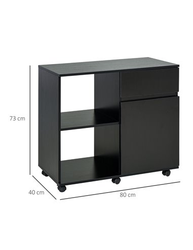 HOMCOM Filing Cabinet, Printer Stand with Open Storage Shelves, Black