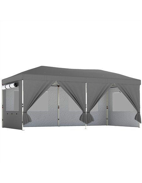 Outsunny 3 x 6 m Pop Up Canopy with UV50+ Protection Garden Gazebo with 6 Sidewalls, Dark Grey - pic 205578 | FastDaddyshop