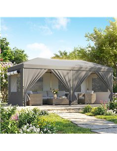 Outsunny 3 x 6 m Pop Up Canopy with UV50+ Protection Garden Gazebo with 6 Sidewalls, Dark Grey 2