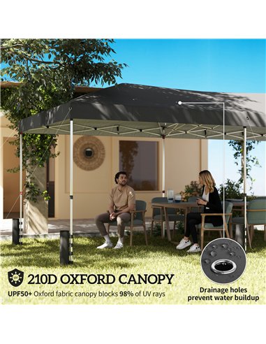 Outsunny 3 x 6 m Pop Up Canopy with UV50+ Protection Garden Gazebo with 6 Sidewalls, Dark Grey