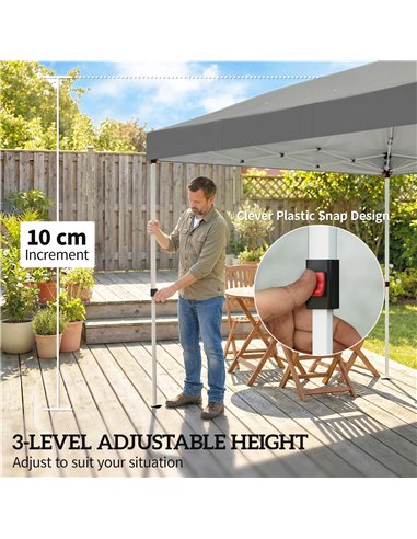 Outsunny 3 x 6 m Pop Up Canopy with UV50+ Protection Garden Gazebo with 6 Sidewalls, Dark Grey