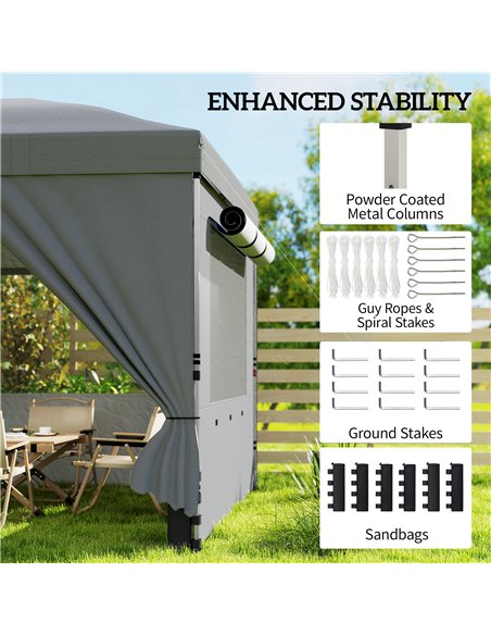 Outsunny 3 x 6 m Pop Up Canopy with UV50+ Protection Garden Gazebo with 6 Sidewalls, Dark Grey - pic 205584 | FastDaddyshop