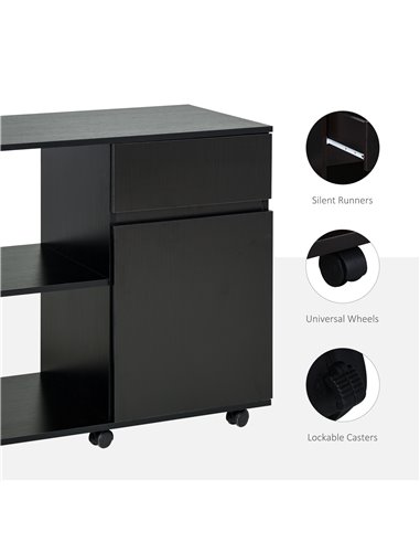 HOMCOM Filing Cabinet, Printer Stand with Open Storage Shelves, Black