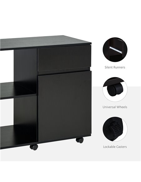 HOMCOM Filing Cabinet, Printer Stand with Open Storage Shelves, Black - pic 20559 | FastDaddyshop