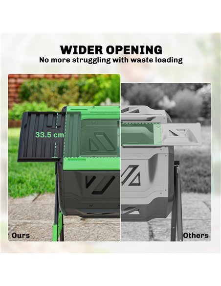 Outsunny Garden Compost Bin, 200L Dual Chamber Tumbling Composter with Adjustable Vents, BPA Free Compost Tumbler, Green - pic 205592 | FastDaddyshop