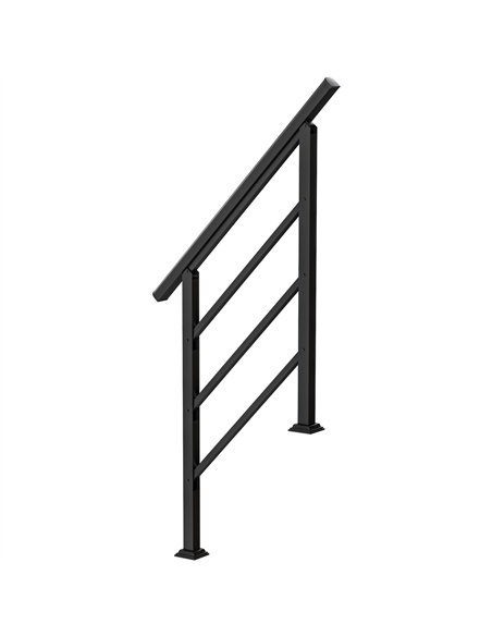 Outsunny Outdoor Handrail for Stairs, 0°-45° Adjustable Wrought Iron Exterior Handrail, Fit 1 to 3 Steps Stair Railing - pic 205596 | FastDaddyshop