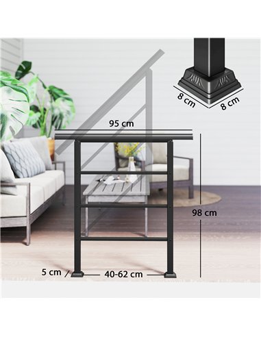 Outsunny Outdoor Handrail for Stairs, 0°-45° Adjustable Wrought Iron Exterior Handrail, Fit 1 to 3 Steps Stair Railing