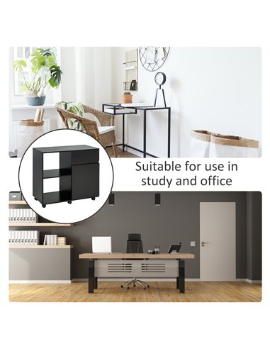 HOMCOM Filing Cabinet/Printer Stand with Open Storage Shelves, for Home or Office Use, Including an Easy Drawer, Black