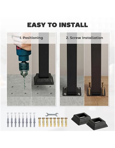 Outsunny Outdoor Handrail for Stairs, 0°-45° Adjustable Wrought Iron Exterior Handrail, Fit 1 to 3 Steps Stair Railing