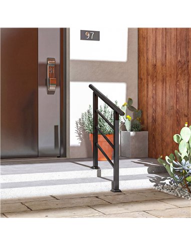 Outsunny Outdoor Handrail for Stairs, 0°-45° Adjustable Wrought Iron Exterior Handrail, Fit 1 to 3 Steps Stair Railing
