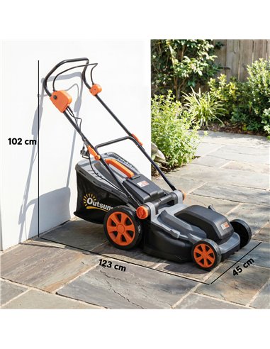 Outsunny 1800W Electric Lawnmower with 40cm Cutting Width, Mulching Feature, 50L Grass Collection Bag, 6 Cutting Heights