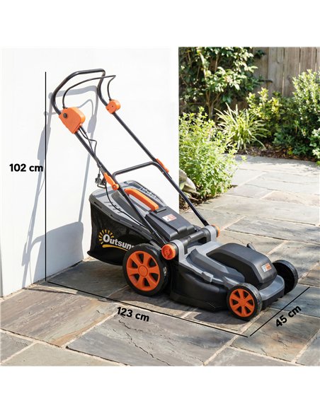 Outsunny 1800W Electric Lawnmower with 40cm Cutting Width, Mulching Feature, 50L Grass Collection Bag, 6 Cutting Heights - pic 205607 | FastDaddyshop
